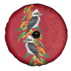 Aussie Kokaburra Golden Wattle Christmas Spare Tire Cover Aboriginal Dots Painting Red Motif - Aussie Hoodie