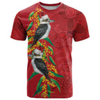 Aussie Kokaburra Golden Wattle Christmas T Shirt Aboriginal Dots Painting Red Motif - Aussie Hoodie
