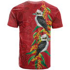 Aussie Kokaburra Golden Wattle Christmas T Shirt Aboriginal Dots Painting Red Motif - Aussie Hoodie