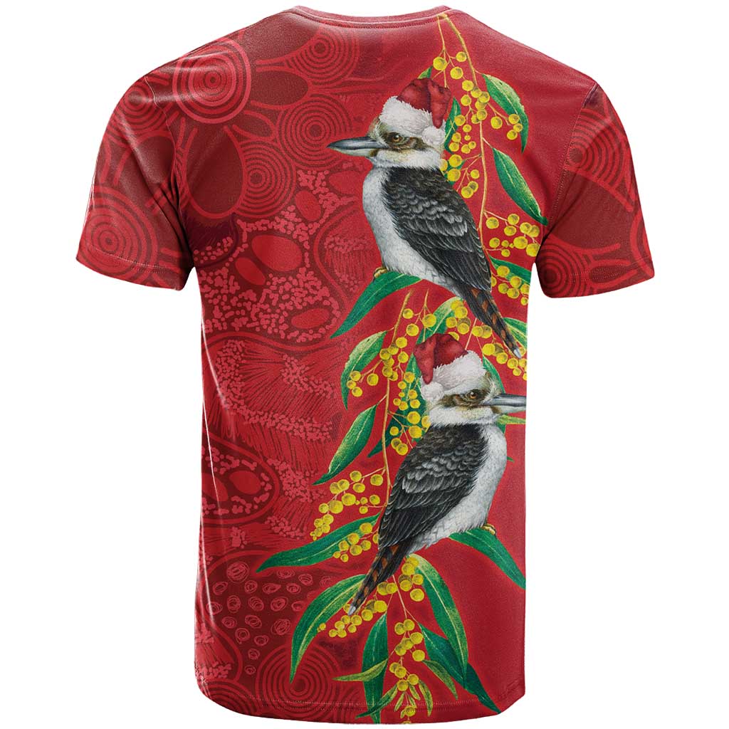 Aussie Kokaburra Golden Wattle Christmas T Shirt Aboriginal Dots Painting Red Motif - Aussie Hoodie