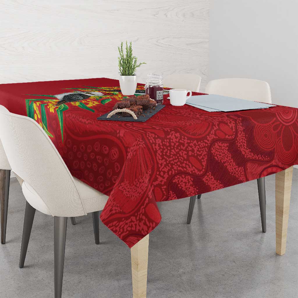 Aussie Kokaburra Golden Wattle Christmas Tablecloth Aboriginal Dots Painting Red Motif - Aussie Hoodie