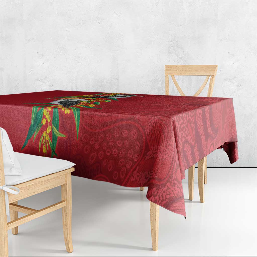 Aussie Kokaburra Golden Wattle Christmas Tablecloth Aboriginal Dots Painting Red Motif - Aussie Hoodie