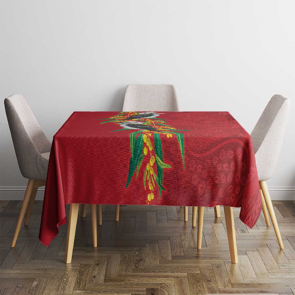 Aussie Kokaburra Golden Wattle Christmas Tablecloth Aboriginal Dots Painting Red Motif - Aussie Hoodie