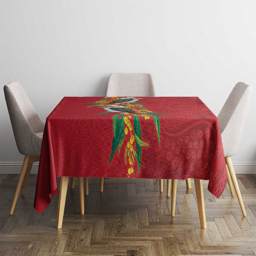 Aussie Kokaburra Golden Wattle Christmas Tablecloth Aboriginal Dots Painting Red Motif - Aussie Hoodie