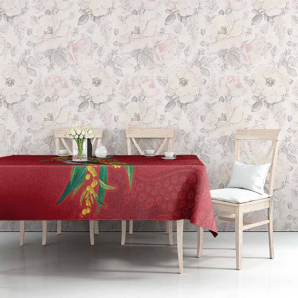 Aussie Kokaburra Golden Wattle Christmas Tablecloth Aboriginal Dots Painting Red Motif - Aussie Hoodie
