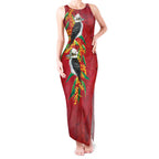 Aussie Kokaburra Golden Wattle Christmas Tank Maxi Dress Aboriginal Dots Painting Red Motif - Aussie Hoodie