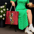 Aussie Kokaburra Golden Wattle Christmas Tote Bag Aboriginal Dots Painting Red Motif - Aussie Hoodie
