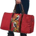 Aussie Kokaburra Golden Wattle Christmas Travel Bag Aboriginal Dots Painting Red Motif - Aussie Hoodie
