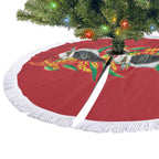 Aussie Kokaburra Golden Wattle Christmas Tree Skirt Aboriginal Dots Painting Red Motif - Aussie Hoodie