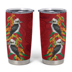Aussie Kokaburra Golden Wattle Christmas Tumbler Cup Aboriginal Dots Painting Red Motif - Aussie Hoodie