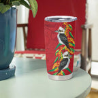 Aussie Kokaburra Golden Wattle Christmas Tumbler Cup Aboriginal Dots Painting Red Motif - Aussie Hoodie