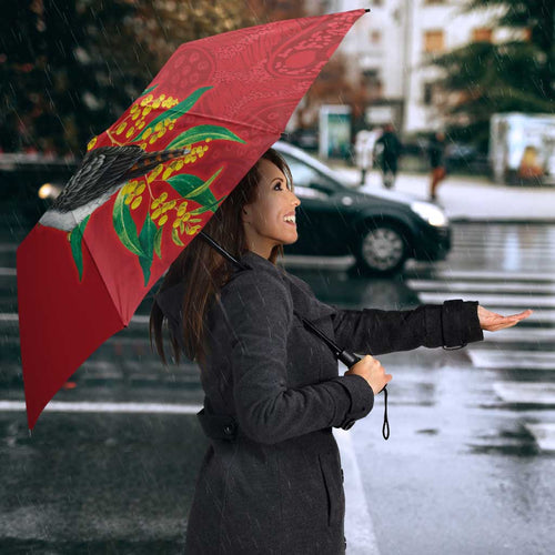 Aussie Kokaburra Golden Wattle Christmas Umbrella Aboriginal Dots Painting Red Motif - Aussie Hoodie
