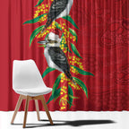 Aussie Kokaburra Golden Wattle Christmas Window Curtain Aboriginal Dots Painting Red Motif - Aussie Hoodie