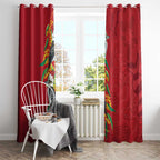 Aussie Kokaburra Golden Wattle Christmas Window Curtain Aboriginal Dots Painting Red Motif - Aussie Hoodie