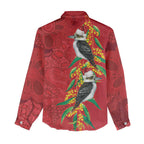 Aussie Kokaburra Golden Wattle Christmas Women Casual Shirt Aboriginal Dots Painting Red Motif - Aussie Hoodie