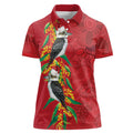 Aussie Kokaburra Golden Wattle Christmas Women Polo Shirt Aboriginal Dots Painting Red Motif - Aussie Hoodie
