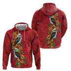 Aussie Kokaburra Golden Wattle Christmas Zip Hoodie Aboriginal Dots Painting Red Motif - Aussie Hoodie