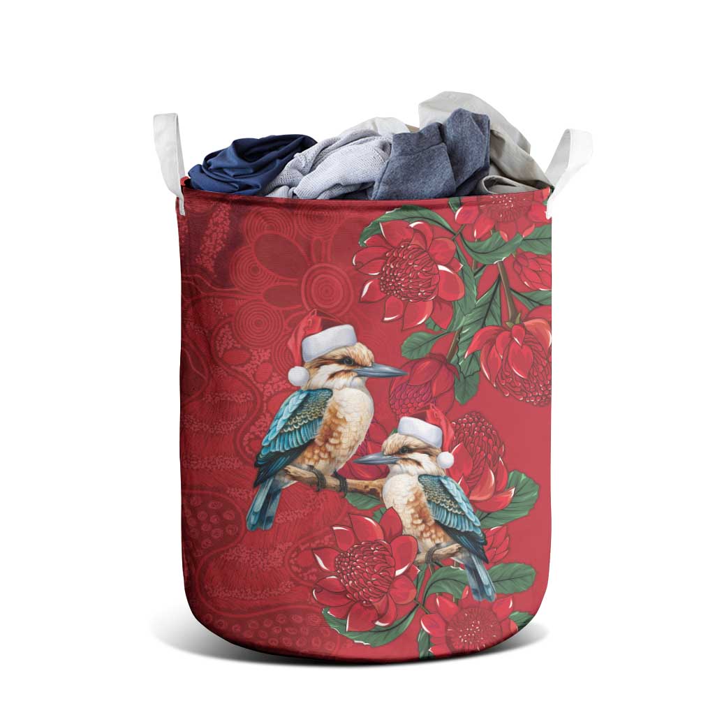 Aussie Kokaburra Waratah Christmas Laundry Basket Aboriginal Dots Painting - Aussie Hoodie