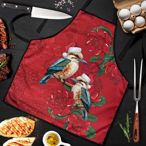 Aussie Kokaburra Waratah Christmas Apron Aboriginal Dots Painting - Aussie Hoodie