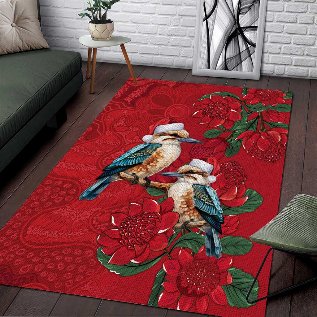 Aussie Kokaburra Waratah Christmas Area Rug Aboriginal Dots Painting - Aussie Hoodie