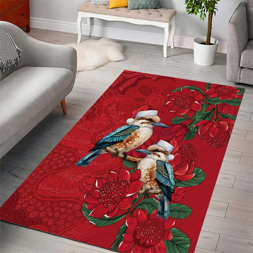 Aussie Kokaburra Waratah Christmas Area Rug Aboriginal Dots Painting - Aussie Hoodie