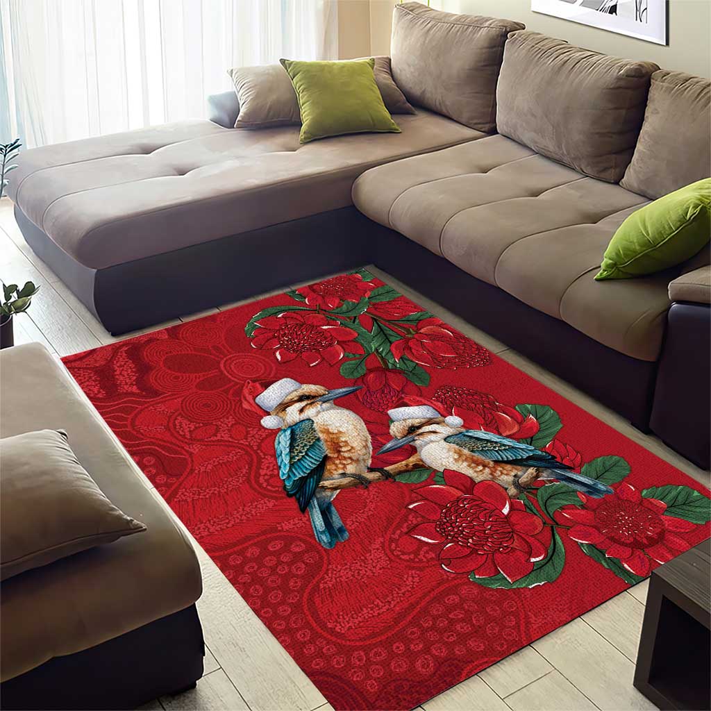 Aussie Kokaburra Waratah Christmas Area Rug Aboriginal Dots Painting - Aussie Hoodie