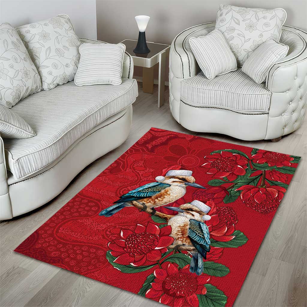Aussie Kokaburra Waratah Christmas Area Rug Aboriginal Dots Painting - Aussie Hoodie