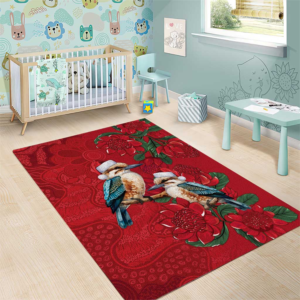 Aussie Kokaburra Waratah Christmas Area Rug Aboriginal Dots Painting - Aussie Hoodie