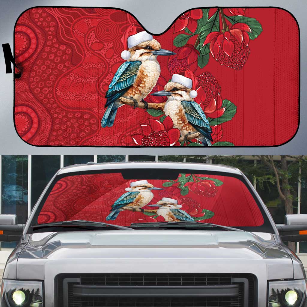 Aussie Kokaburra Waratah Christmas Auto Sun Shade Aboriginal Dots Painting - Aussie Hoodie