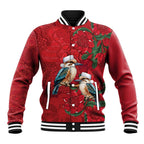 Aussie Kokaburra Waratah Christmas Baseball Jacket Aboriginal Dots Painting - Aussie Hoodie