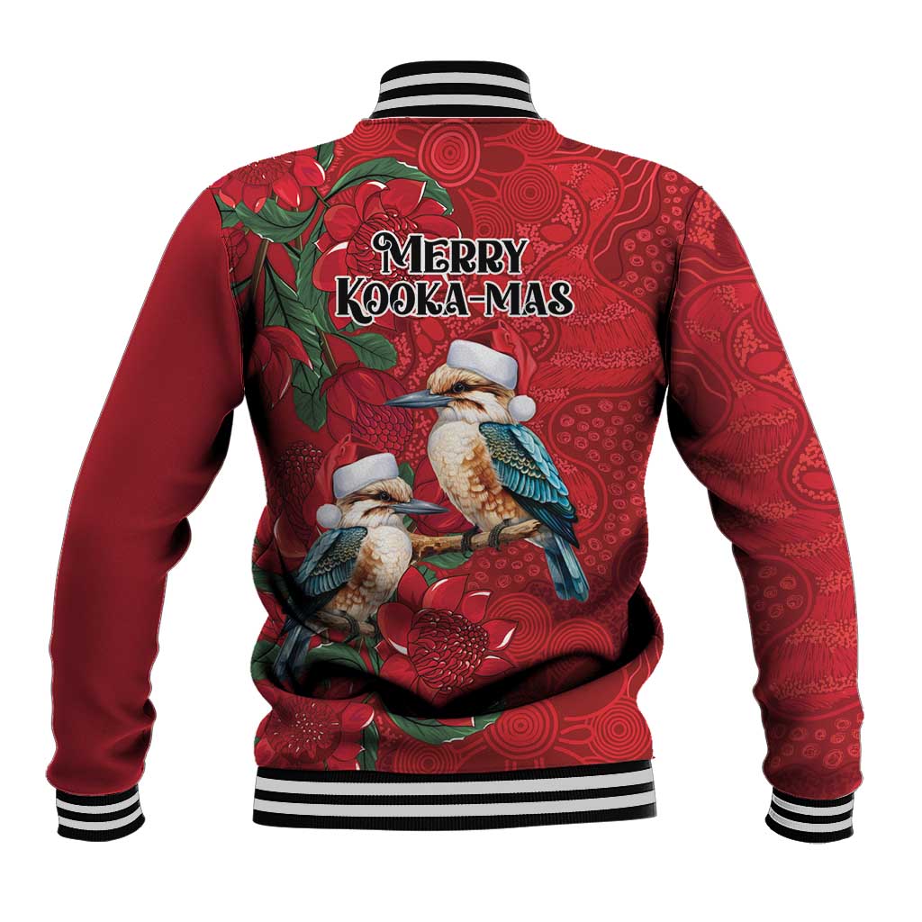 Aussie Kokaburra Waratah Christmas Baseball Jacket Aboriginal Dots Painting - Aussie Hoodie