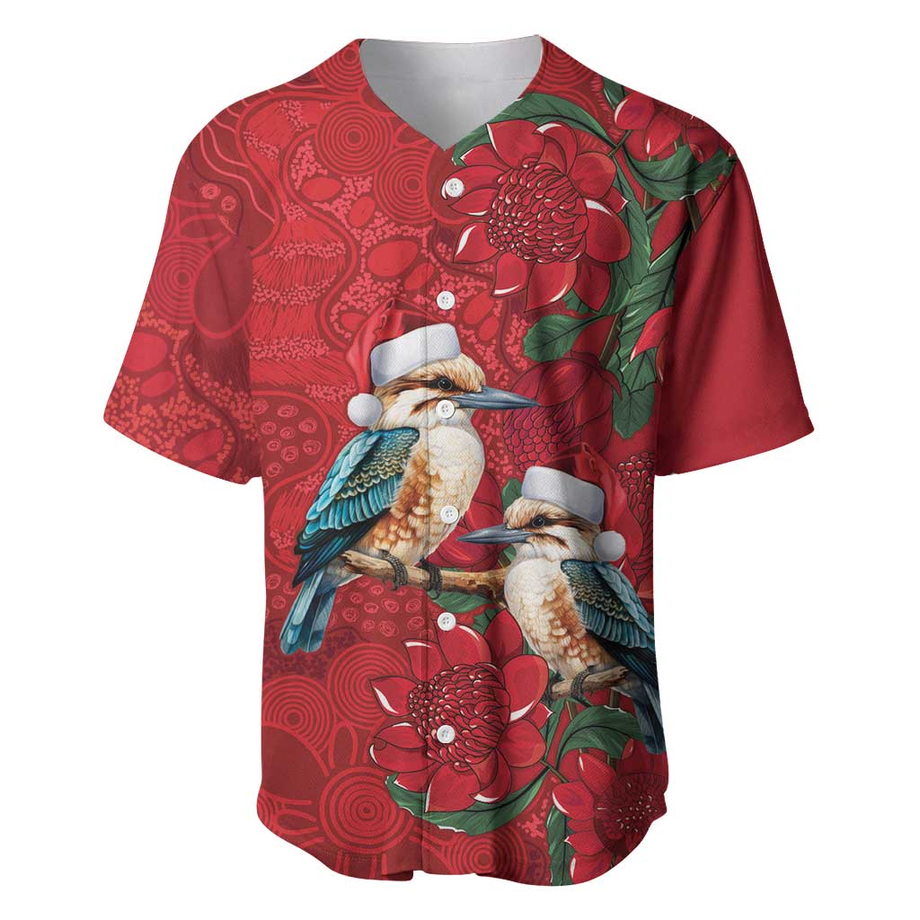 Aussie Kokaburra Waratah Christmas Baseball Jersey Aboriginal Dots Painting - Aussie Hoodie
