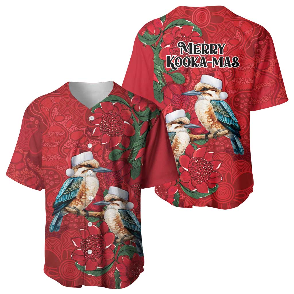 Aussie Kokaburra Waratah Christmas Baseball Jersey Aboriginal Dots Painting - Aussie Hoodie
