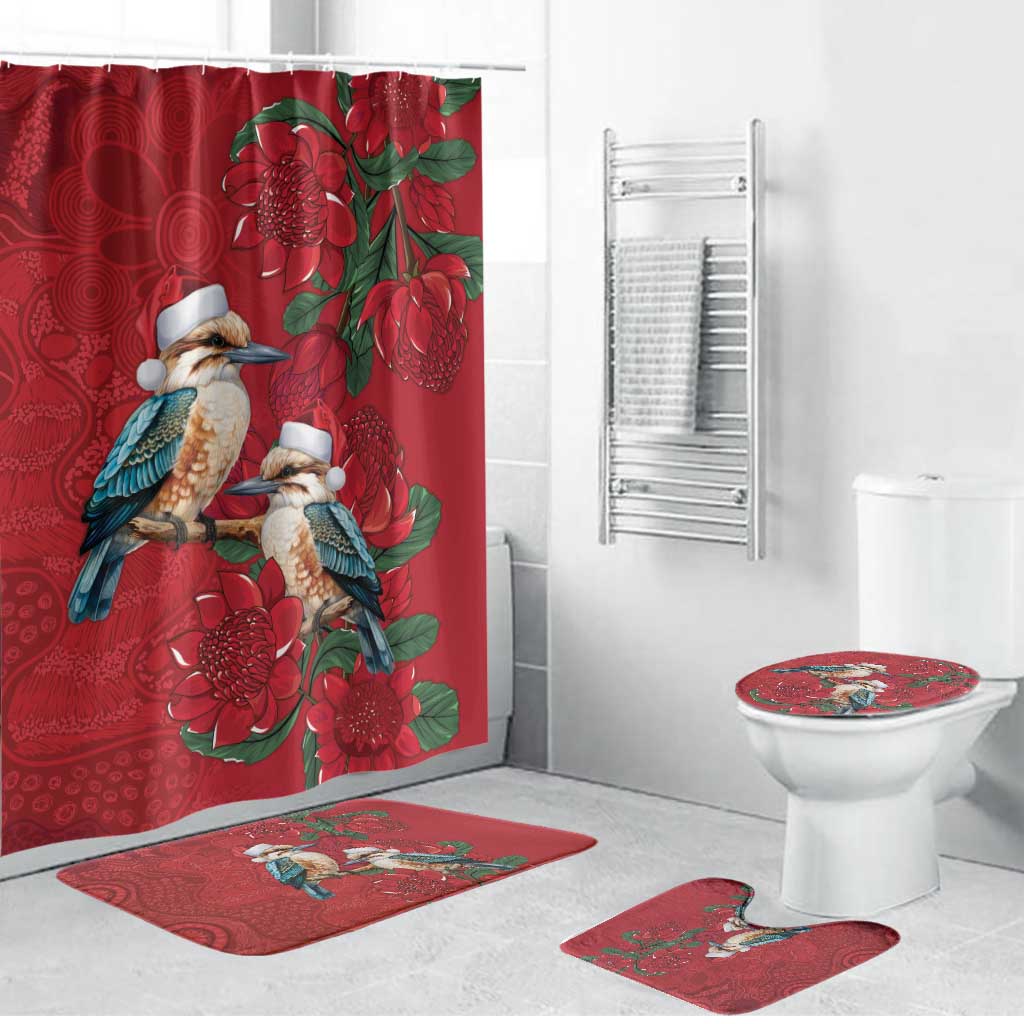 Aussie Kokaburra Waratah Christmas Bathroom Set Aboriginal Dots Painting - Aussie Hoodie