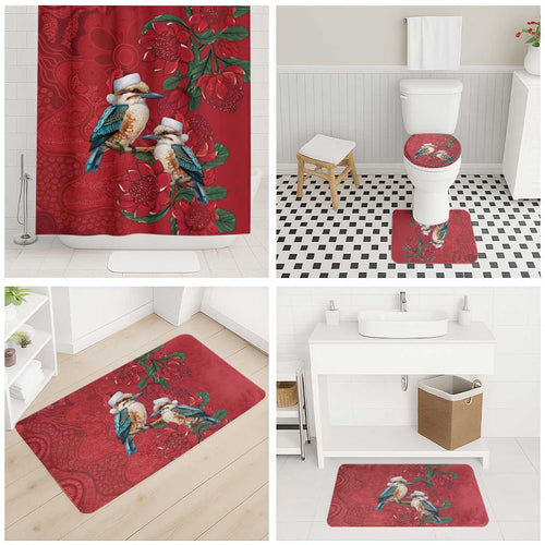 Aussie Kokaburra Waratah Christmas Bathroom Set Aboriginal Dots Painting - Aussie Hoodie