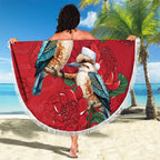 Aussie Kokaburra Waratah Christmas Beach Blanket Aboriginal Dots Painting - Aussie Hoodie