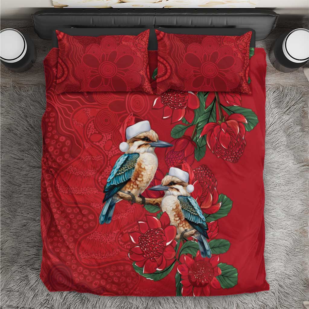 Aussie Kokaburra Waratah Christmas Bedding Set Aboriginal Dots Painting - Aussie Hoodie