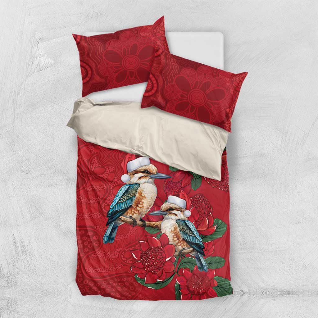Aussie Kokaburra Waratah Christmas Bedding Set Aboriginal Dots Painting - Aussie Hoodie