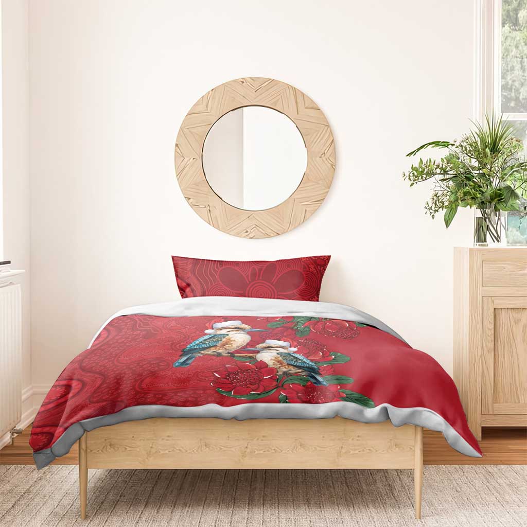 Aussie Kokaburra Waratah Christmas Bedding Set Aboriginal Dots Painting - Aussie Hoodie
