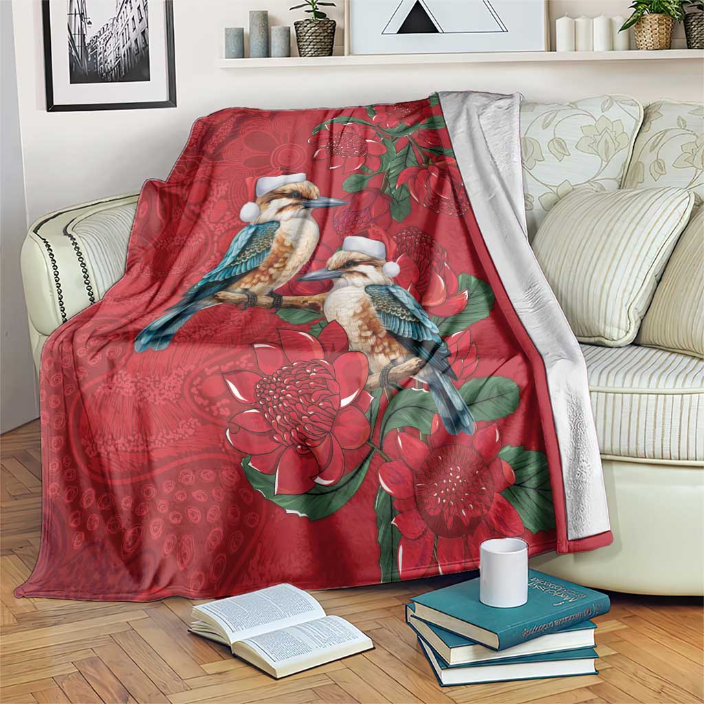 Aussie Kokaburra Waratah Christmas Blanket Aboriginal Dots Painting - Aussie Hoodie