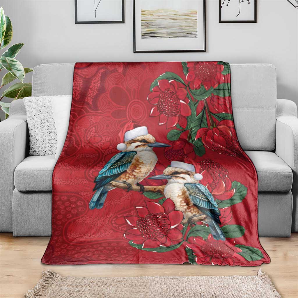 Aussie Kokaburra Waratah Christmas Blanket Aboriginal Dots Painting - Aussie Hoodie