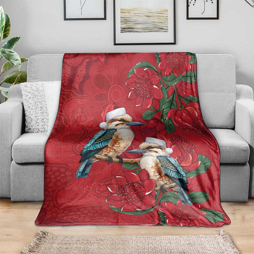 Aussie Kokaburra Waratah Christmas Blanket Aboriginal Dots Painting - Aussie Hoodie