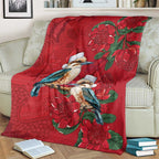 Aussie Kokaburra Waratah Christmas Blanket Aboriginal Dots Painting - Aussie Hoodie