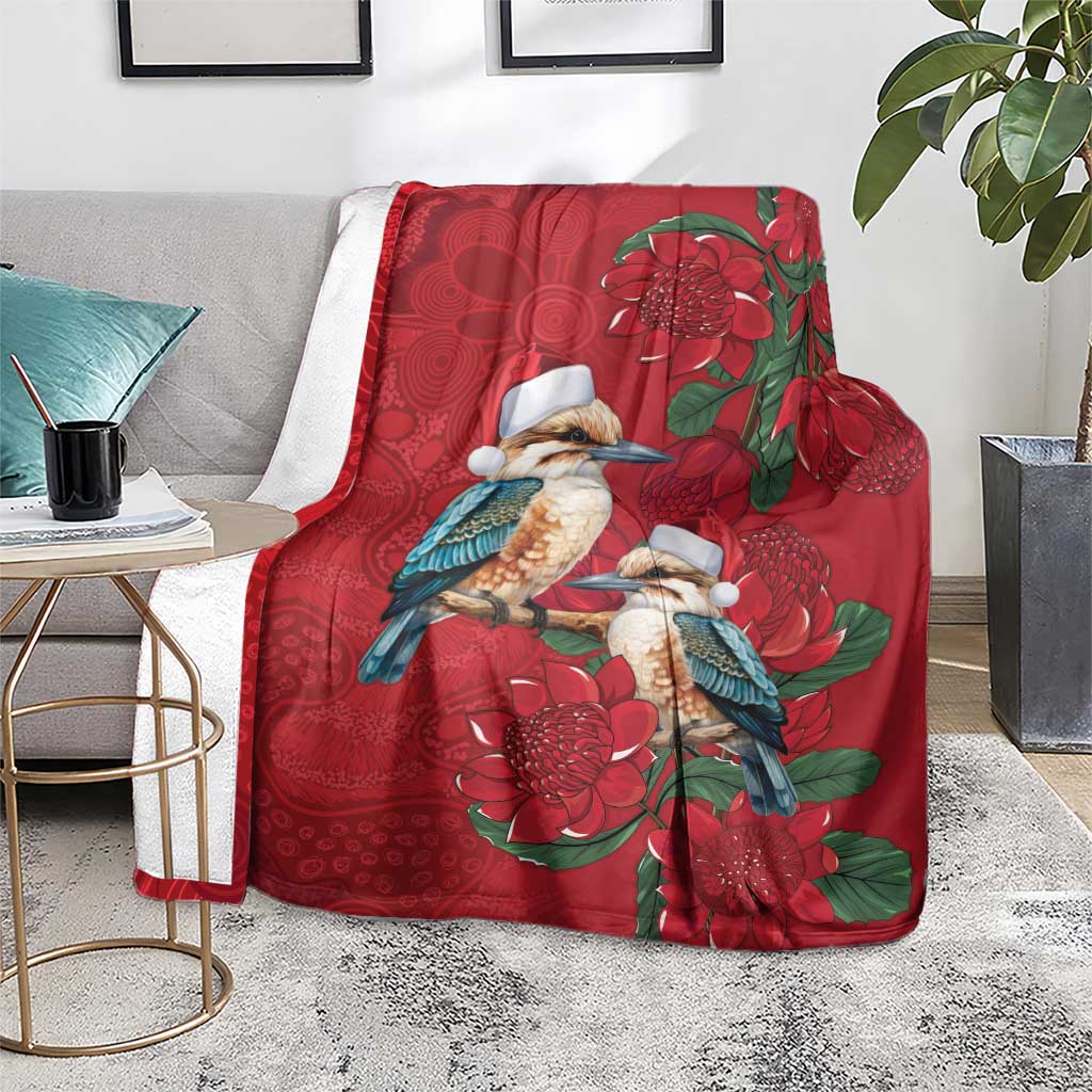 Aussie Kokaburra Waratah Christmas Blanket Aboriginal Dots Painting - Aussie Hoodie