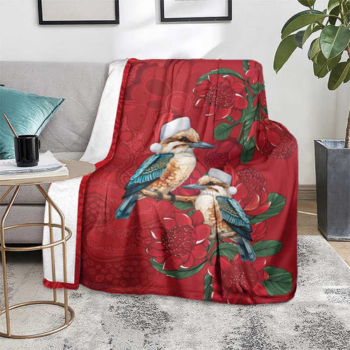 Aussie Kokaburra Waratah Christmas Blanket Aboriginal Dots Painting - Aussie Hoodie
