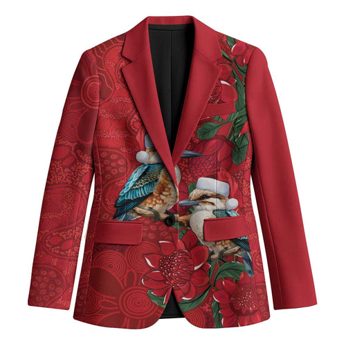 Aussie Kokaburra Waratah Christmas Blazer Aboriginal Dots Painting - Aussie Hoodie