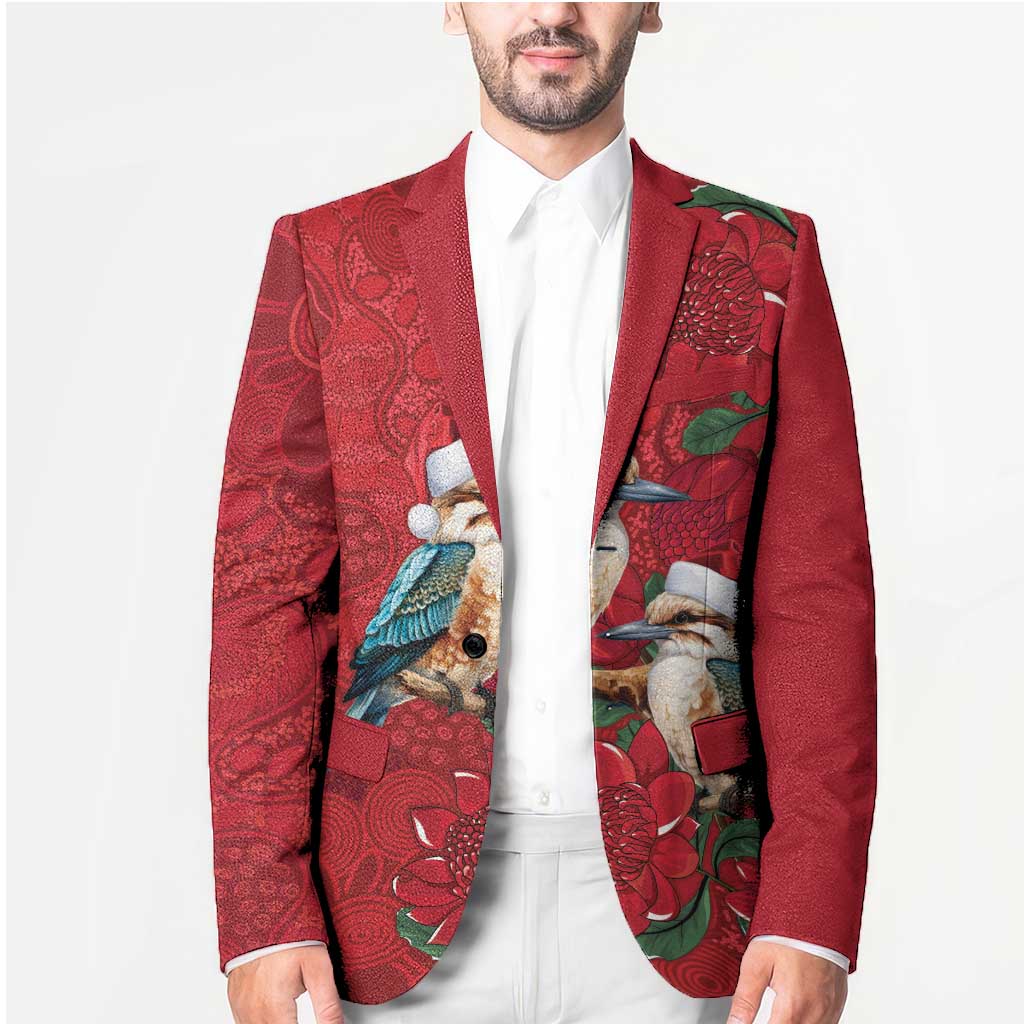 Aussie Kokaburra Waratah Christmas Blazer Aboriginal Dots Painting - Aussie Hoodie