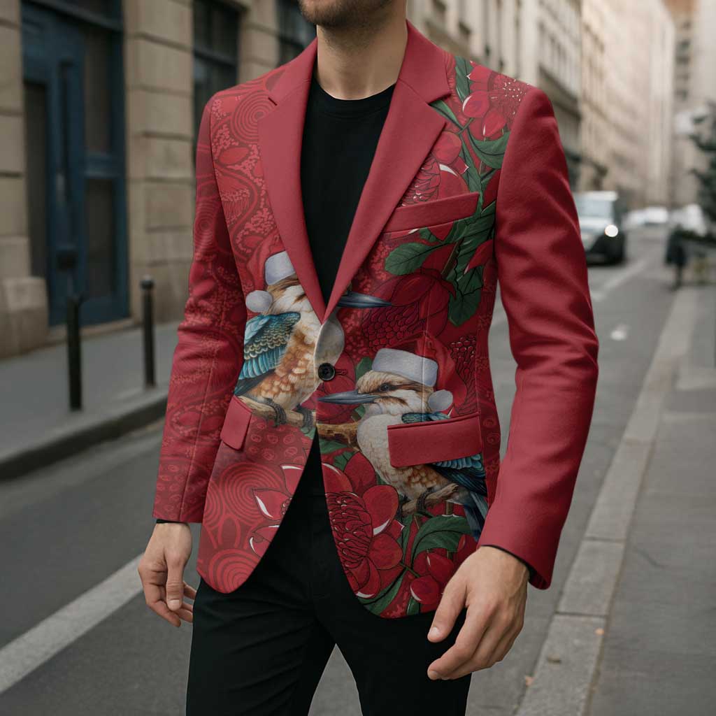Aussie Kokaburra Waratah Christmas Blazer Aboriginal Dots Painting - Aussie Hoodie