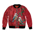 Aussie Kokaburra Waratah Christmas Bomber Jacket Aboriginal Dots Painting - Aussie Hoodie