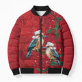 Aussie Kokaburra Waratah Christmas Bomber Puffer Jacket Aboriginal Dots Painting - Aussie Hoodie